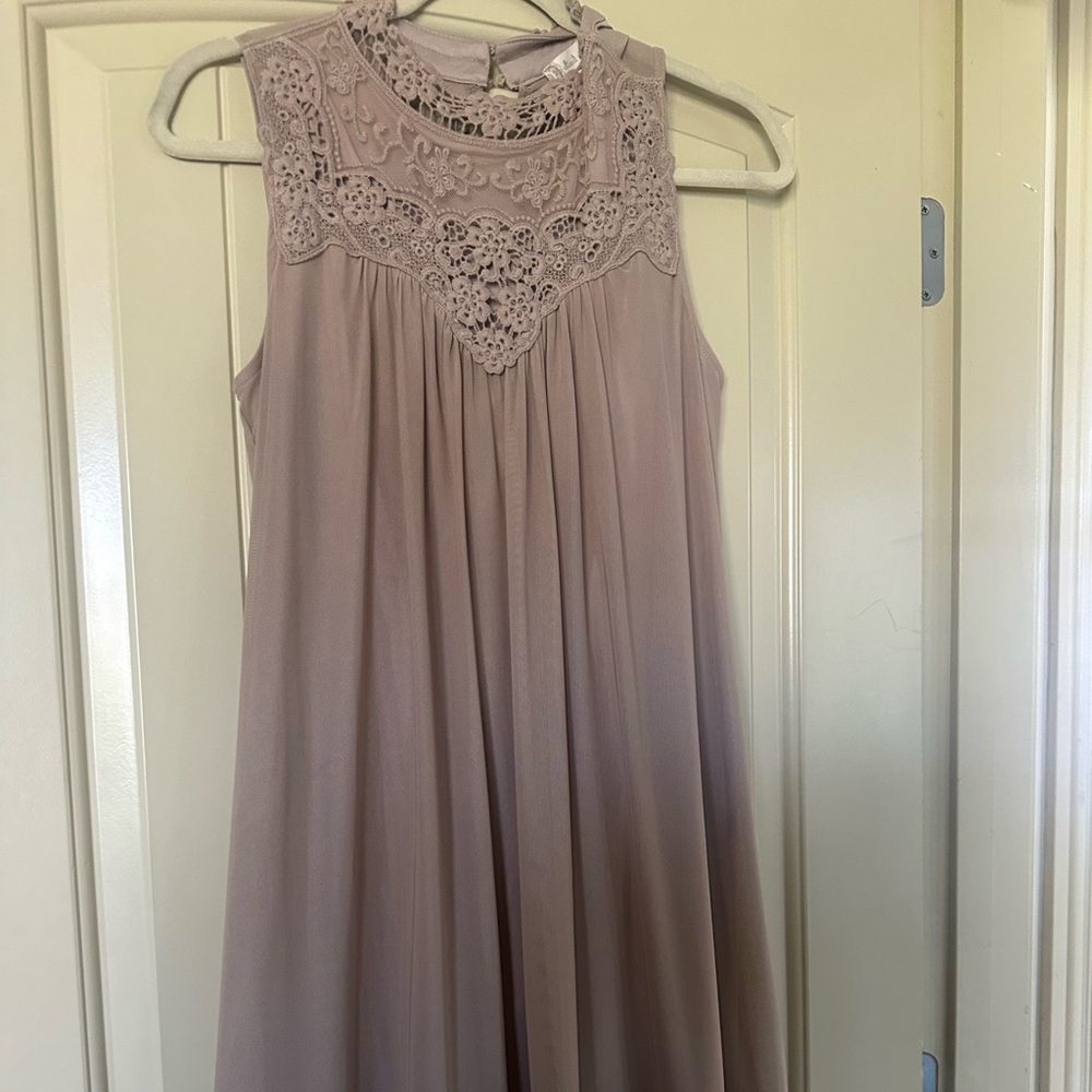 Altar'd State Lace Detail Dress in Taupe